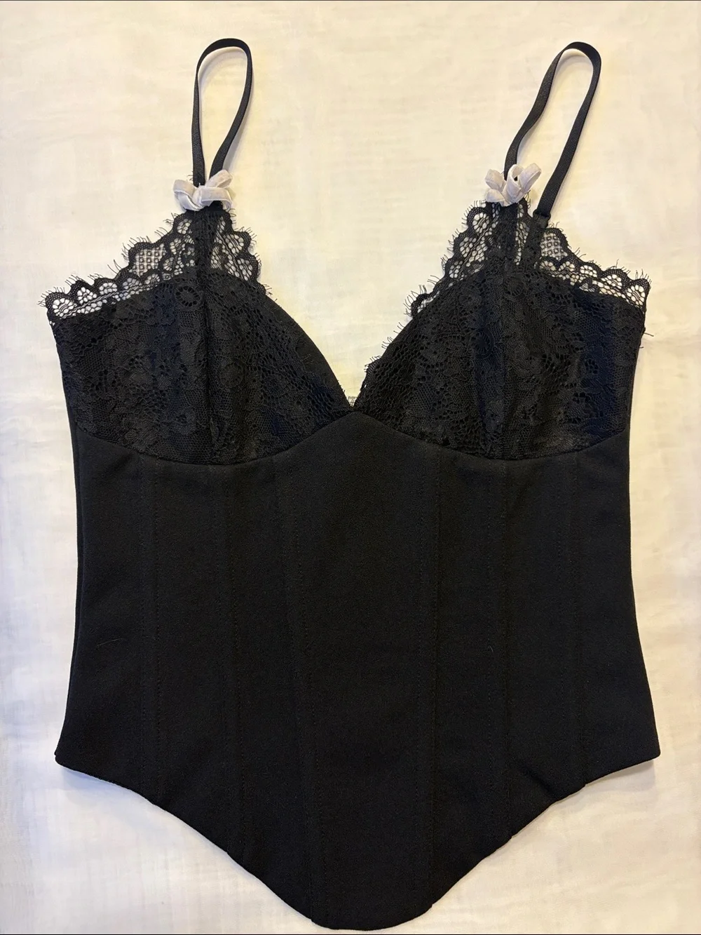 Black Lace-Trim Crop Bodysuit Set - Women's Crop Tops - Picture 5 of 8